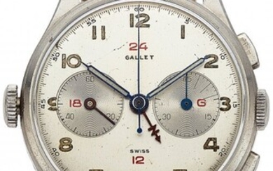 54067: Gallet & Co., Rare MultiChron Navigator GMT Stee