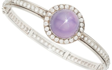 55267: Purple Star Sapphire, Diamond, Platinum, Silver