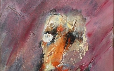 Leif Lage: Portrait. Signed on the reverse Lage 1985. Oil on canvas. 26×19 cm.