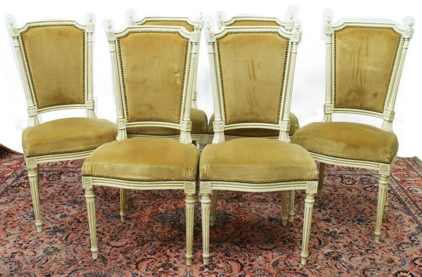 (6) FRENCH LOUIS XVI STYLE PAINTED SIDE CHAIRS