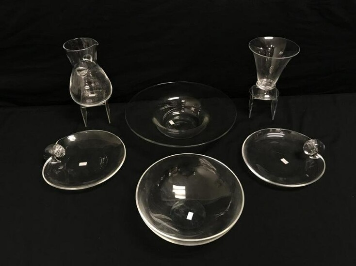 6 PIECES - STEUBEN CLEAR CRYSTAL GROUPING