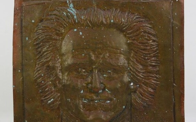 A Pal Kepenyes patinated metal bas relief plaque