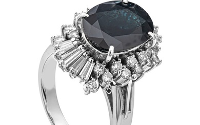 6.11 tcw Sapphire Ring Platinum - Ring - 5.12 ct Sapphire - 0.99 ct Diamonds - No Reserve Price