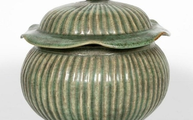 Chinese Lidded Celadon Glazed Jar