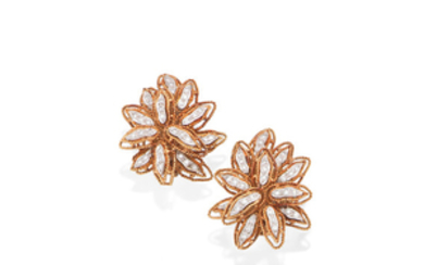 A pair of diamond earclips,, by Vourakis, circa 1960