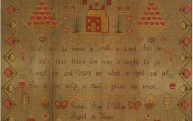 Early 19th century needlework sampler by Sarah An