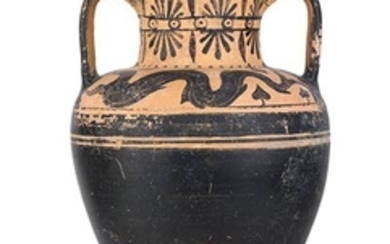 Etruscan Black-Figure Neck Amphora With Ketos Attributed to the Micali...