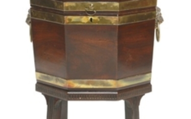 A George III mahogany octagonal brass bound wine cooler