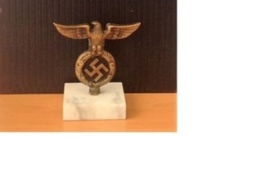 German Eagle on Swastika metal, we think brass statue on Marble plinth. Good Condition. All signed pieces come with a Certificate...