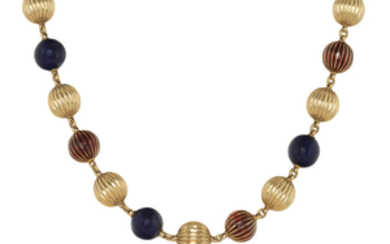 GOLD AND ENAMEL BEAD NECKLACE