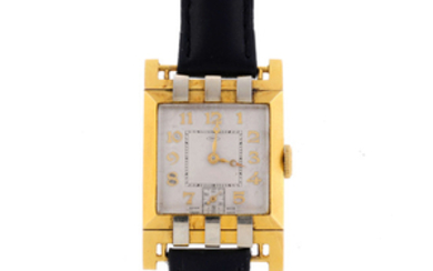 A lady's yellow metal bracelet watch. View more details