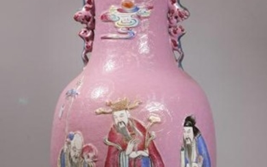Large Chinese 19 C Famille Rose Porcelain Vase