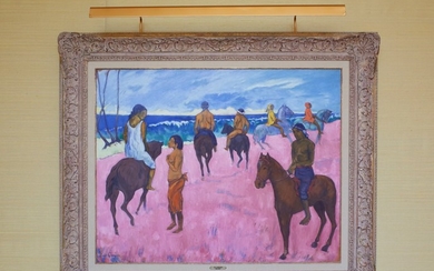 Paul Gauguin (1848-1903), copie d'après, "Cavaliers sur la plage (II)", 1902, huile sur toile, 69x87 cm