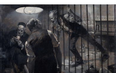 RENE LELONG (1871-1938) L’EXPERIENCE Huile sur toile Signée...