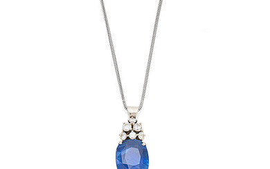 A sapphire and diamond pendant