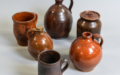 Six Redware Pottery Vessels