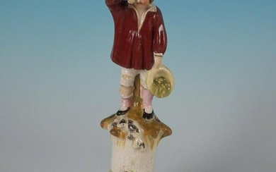 Staffordshire Weeping Child with Rabbits Quill Holder