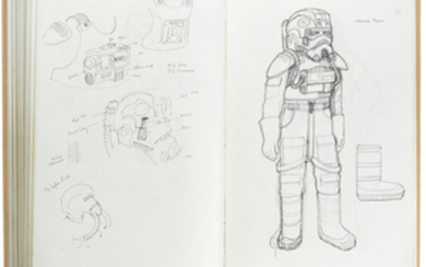 Star Wars Episode V – The Empire Strikes Back & Alien: John Mollo's personal sketch book Notes & Sketches 3, a custom bound volume containing important working sketches and costume designs for many of the characters from the original trilogy, together...