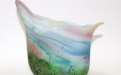 A Studio Art glass vase in the style of Isle of Wight