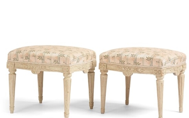 Two Gustavian matching stools, Stockholm, second part of the 18th century.