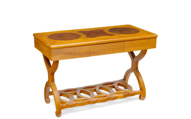 A Biedermeier Style Birch and Walnut Side Table