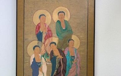 ASIAN PAINTING WITH 5 FIGURES, 91 x 46 inches