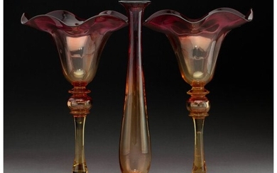 79067: Three Libbey Amberina Glass Vases, late 19th cen