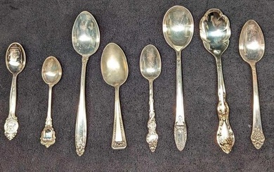 8 Vintage Silver Plated Spoons Souvenir & Flatware