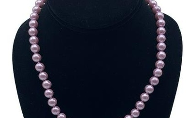 8MM LAVENDER LUSTER PEARL BEAD 18" NECKLACE