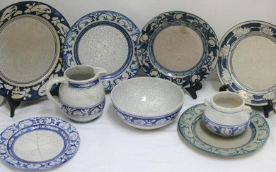 9 PIECES OF DEDHAM POTTERY. TO INCLUDE: 8 1/2"