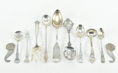 9 Sterling and coin silver serving items, Dutch spoon