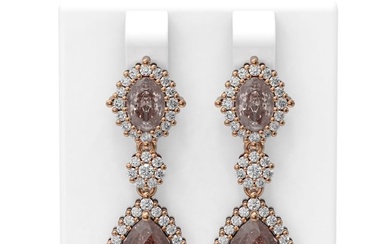 9.54 ctw Morganite & Diamond Earrings 18K Rose Gold