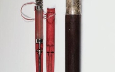 19TH C. CHINESE CANE WITH MORPHINE KIT IN SHAFT