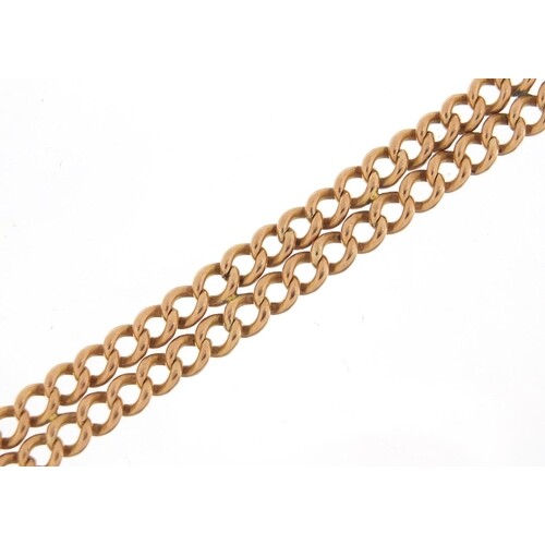 9ct rose gold watch chain bracelet, 21cm in length, 31.8g