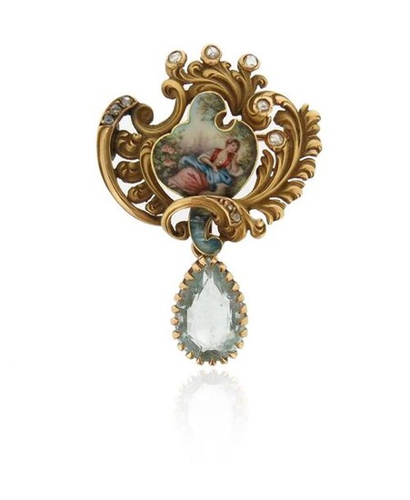 A 19th century gem-set and enamel gold brooch...