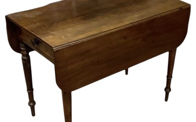A 19th century mahogany drop-leaf table with single drawer, 97...