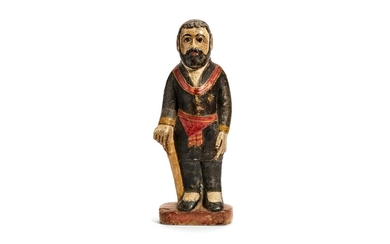 A 19th century polychrome painted alabaster model of Francisco Solano Lopez (1827-1870)
