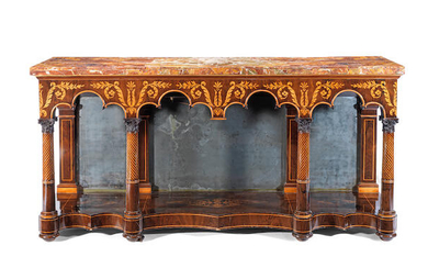 A 19th century rosewood and fruitwood marquetry console table