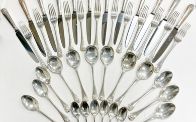 A 42-piece set of Elizabeth II silver cutlery and flatware