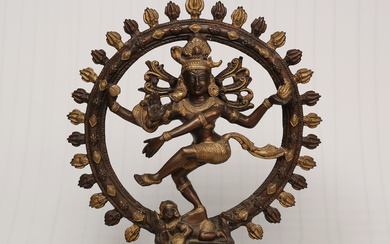 A BRONZE SCULPTURE, Shiva, in a wreath of flames of fire, India. Weight approx. 13 Kilo. The last quarter of the 20th century.
