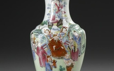 A CHINESE FAMILLE ROSE IMMORTALS' WALL VASE, 19TH
