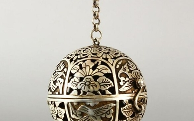 A CHINESE WHITE METAL / POSSIBLY SILVER SPHERICAL