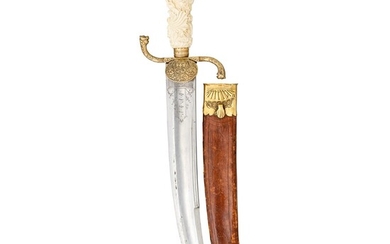 ˜A COMPOSITE GERMAN IVORY-MOUNTED HUNTING SHORTSWORD, 19TH CENTURY
