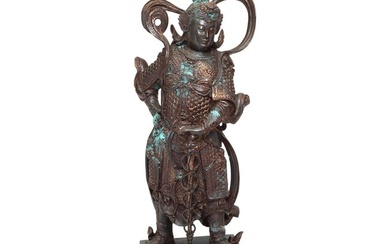 A Chinese Large Gilt Bronze Standing Figure of Warrior