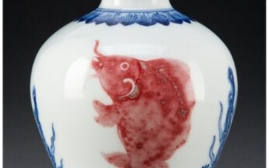A Chinese Underglazed Blue and Red Vase, Qing Dy