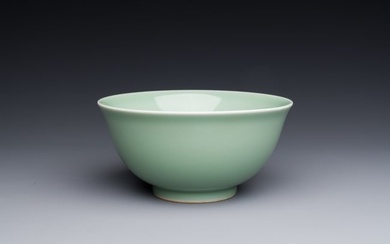 A Chinese monochrome celadon-glazed bowl, Daoguang mark and possibly of the period