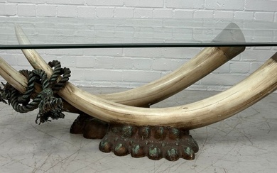 A DECORATIVE 1970'S ITALIAN COFFEE TABLE WITH FAUX RESIN...