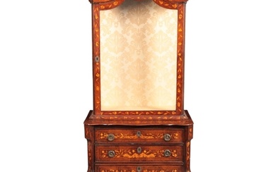 A DUTCH WALNUT AND MARQUETRY DISPLAY CABINET ON CHEST 19th ...