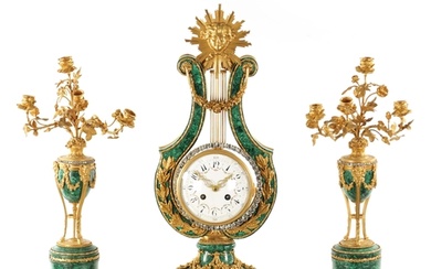 A FINE OVER-SIZED 19TH CENTURY FRENCH ORMOLU AND MALACHITE L...