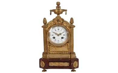 A FRENCH GILT BRONZE AND MARBLE MANTEL CLOCK BY BERTHOIS, 19TH CENTURY